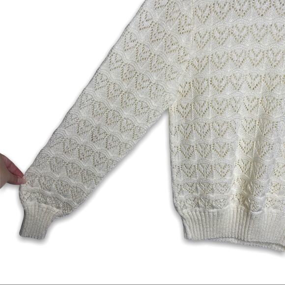 Vintage 80s Cuddle Knit Ivory Off White Sweater - Picture 3 of 5